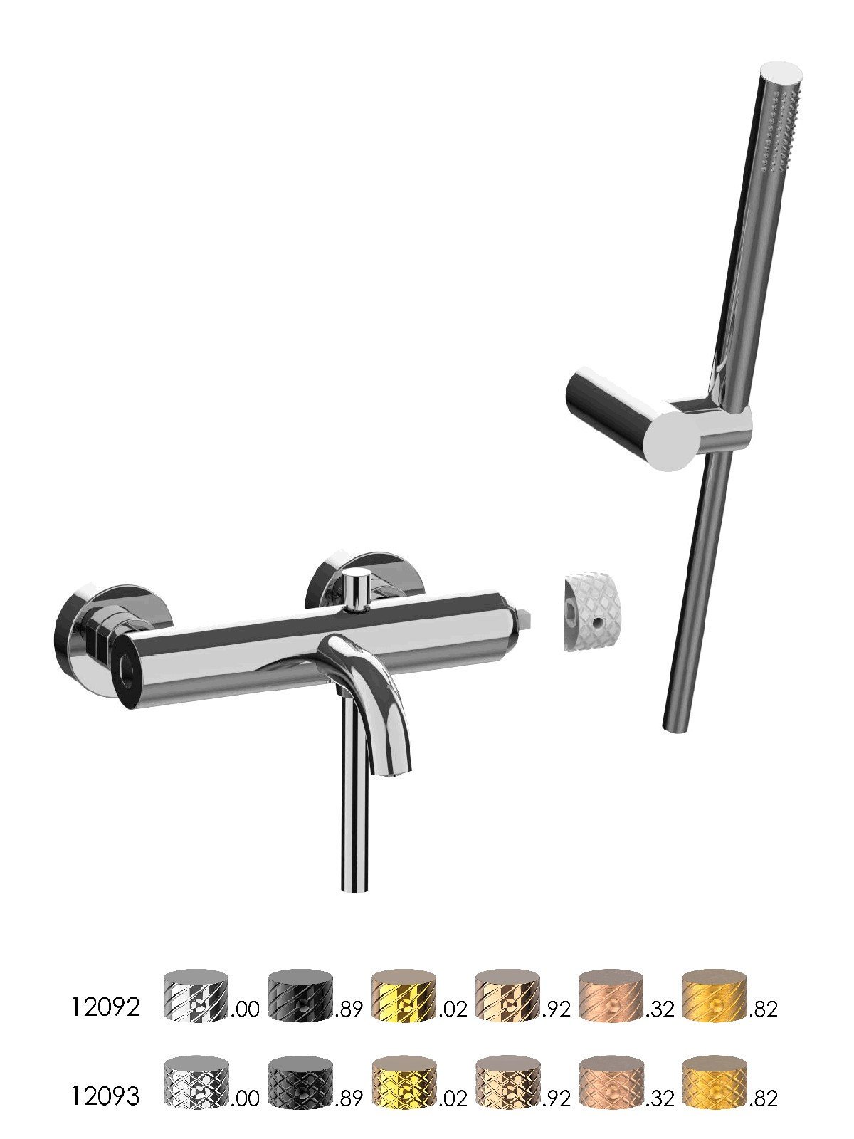 Monocomando esterno per vasca con doccia duplex