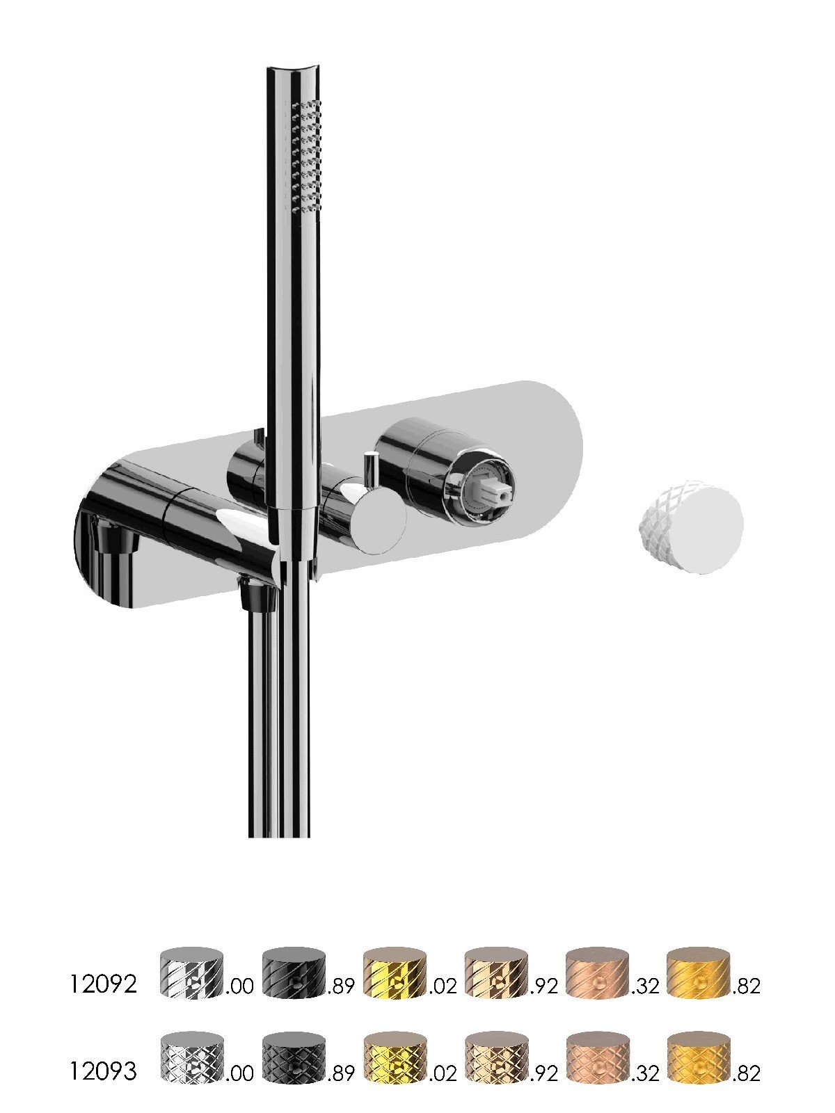 Monocomando incasso, deviatore ceramico 3 vie, doccia fissa