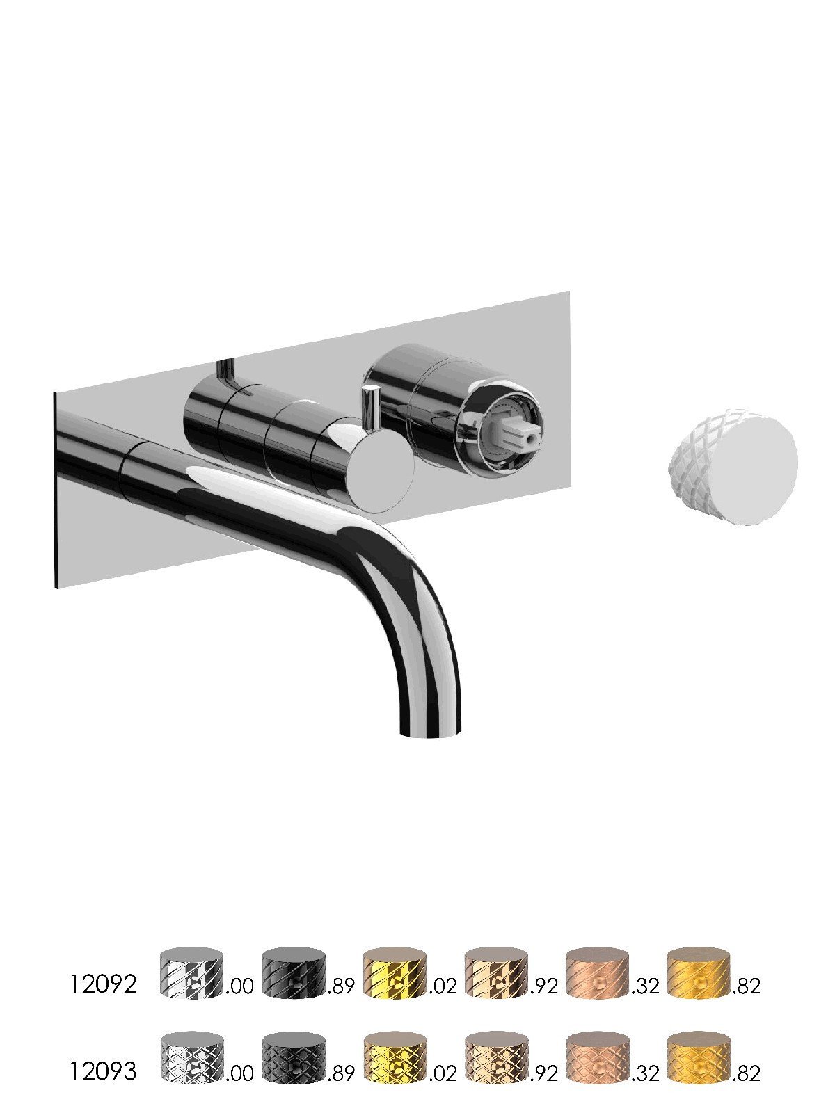 Monocomando vasca visibile, deviatore ceramico 3 vie, bocca