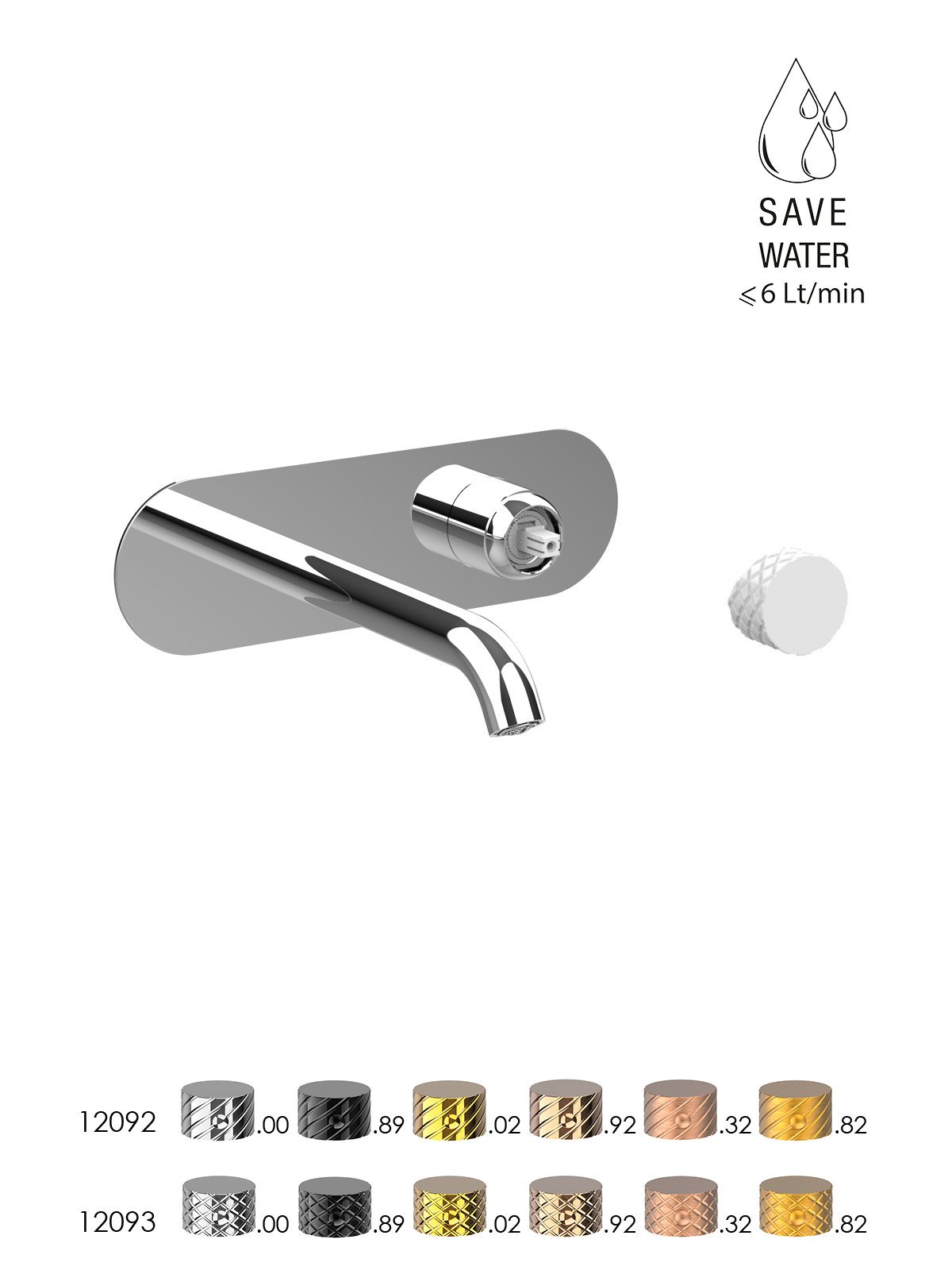 Parte esterna visibile batteria lavabo a parete senza scarico