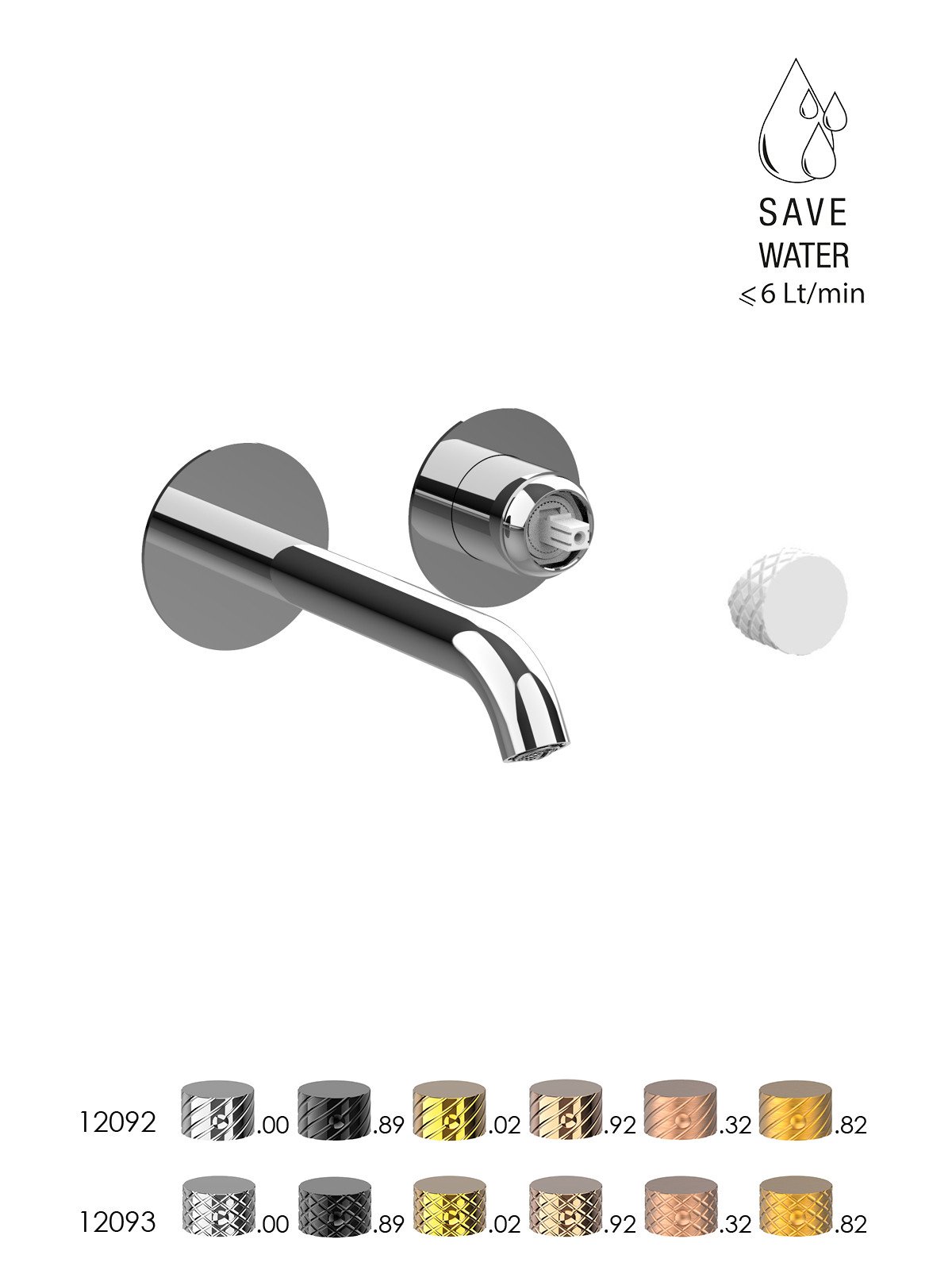 Parte esterna visibile batteria lavabo a parete senza scarico