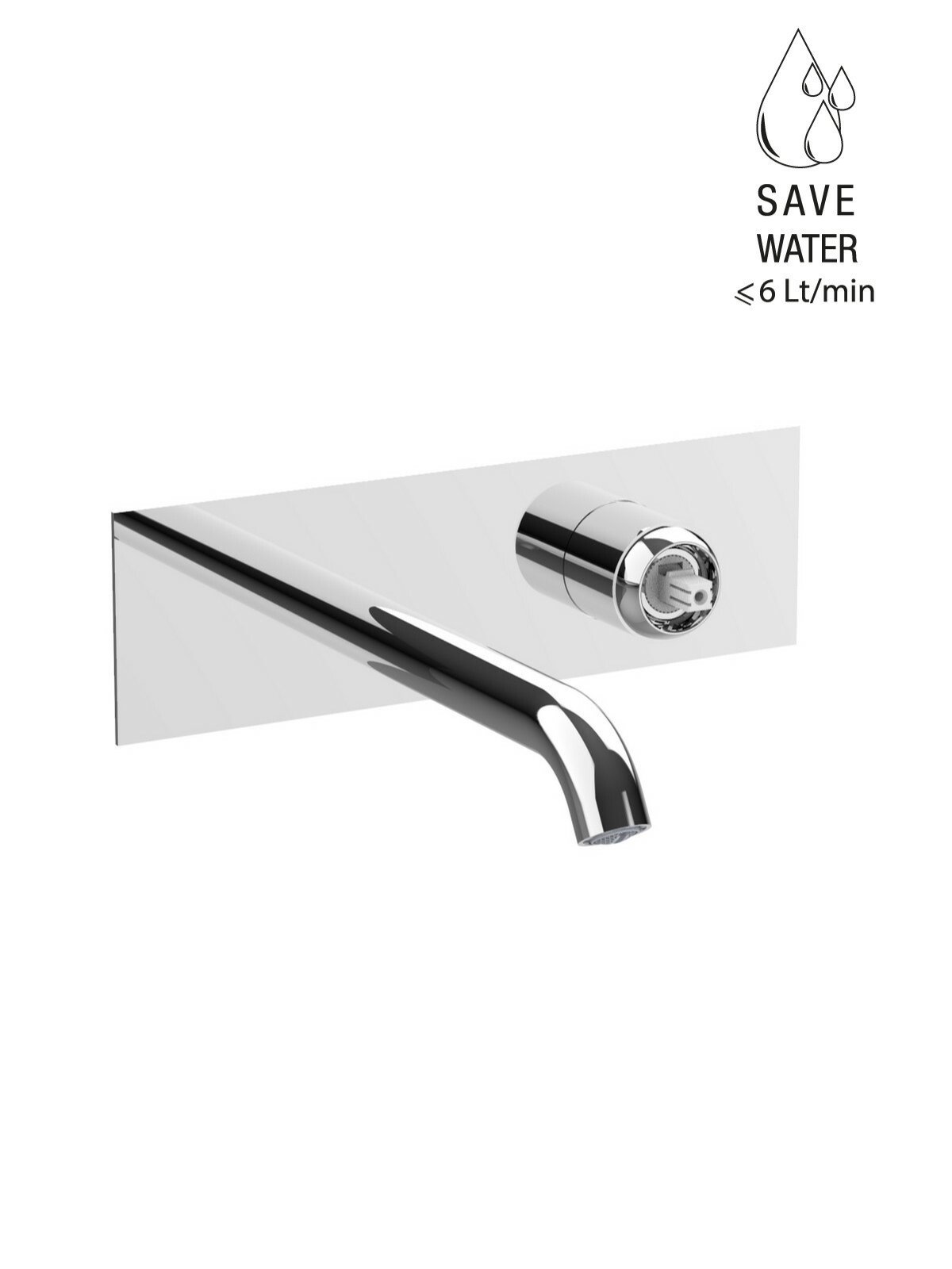 Parte esterna visibile batteria lavabo a parete senza scarico