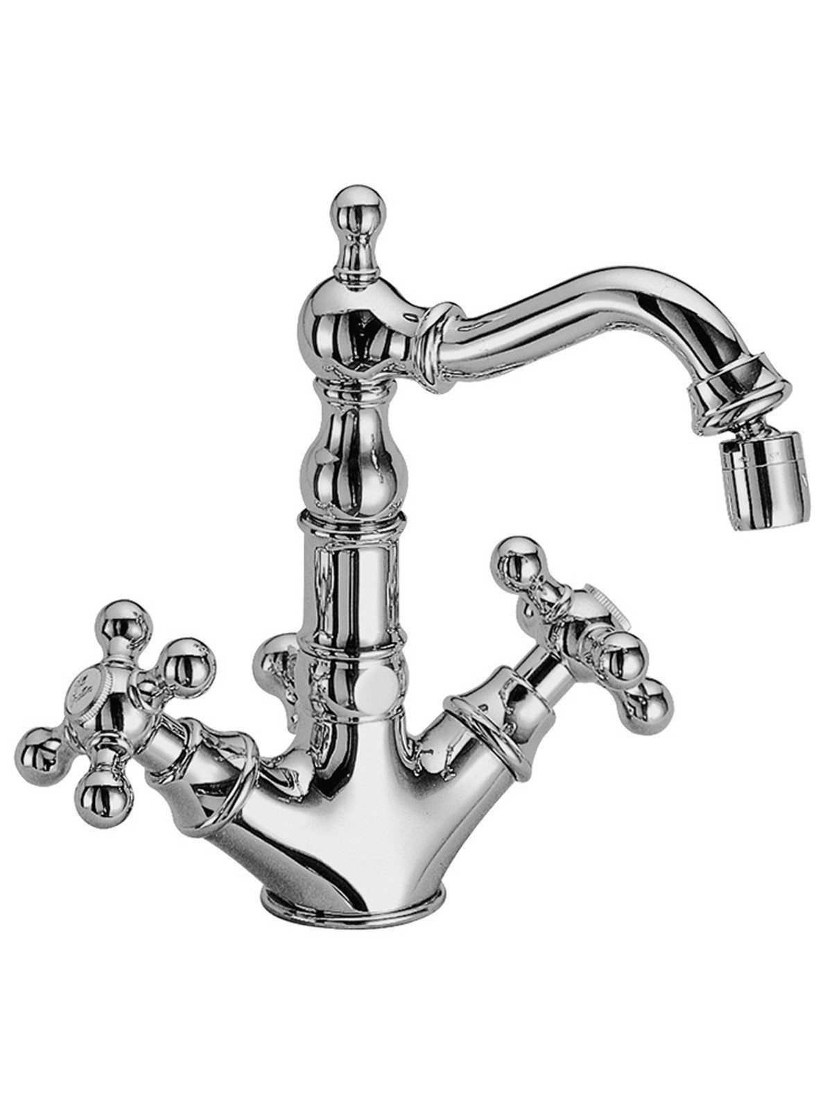 Monocomando per bidet con bocca tipo antico e scarico 1-1/4p