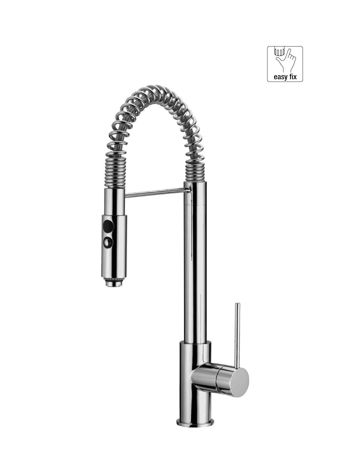 Monocomando per lavello monoforo con molla e doccetta estraibile