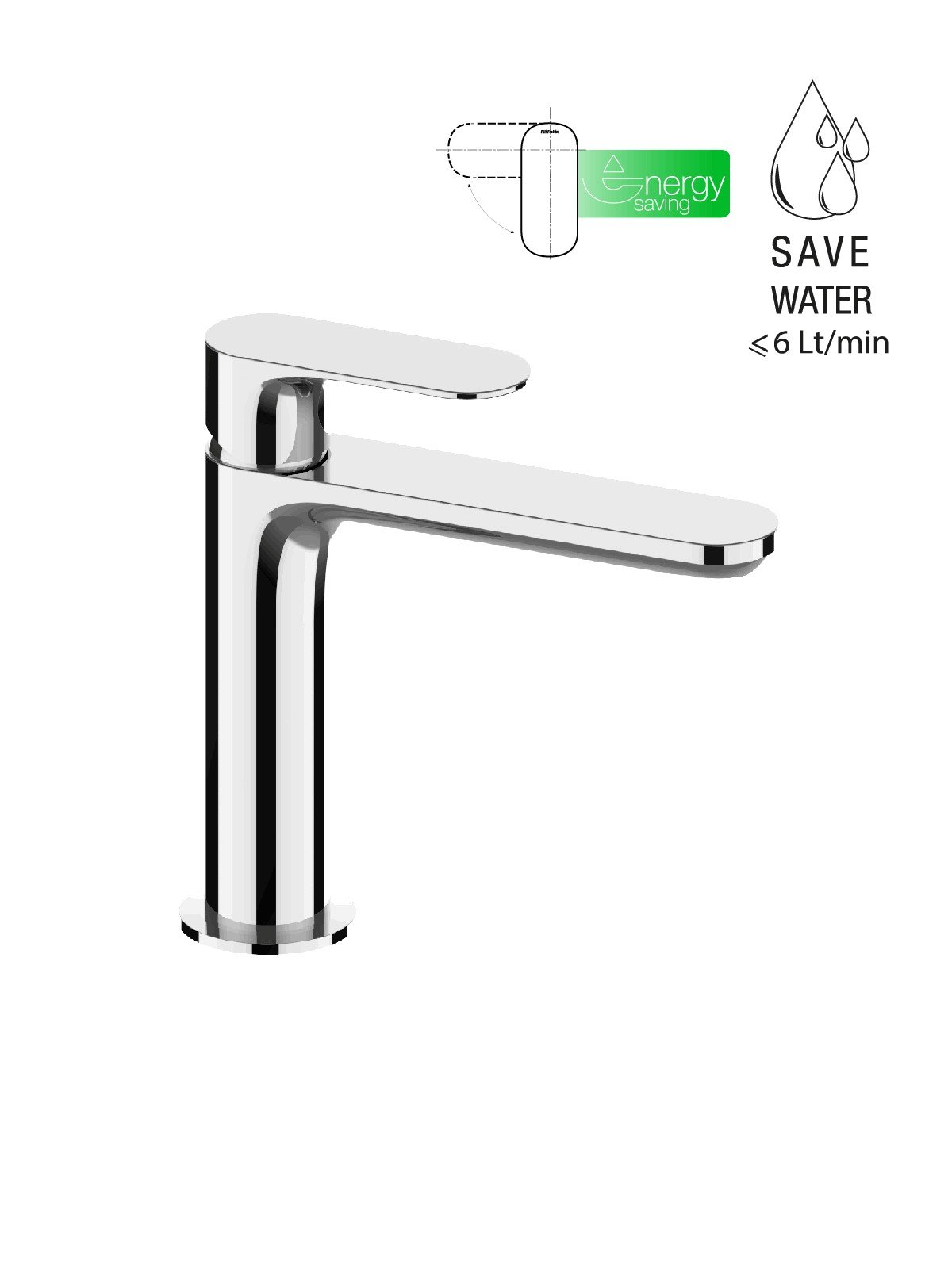 Monocomando per lavabo energy saving senza scarico