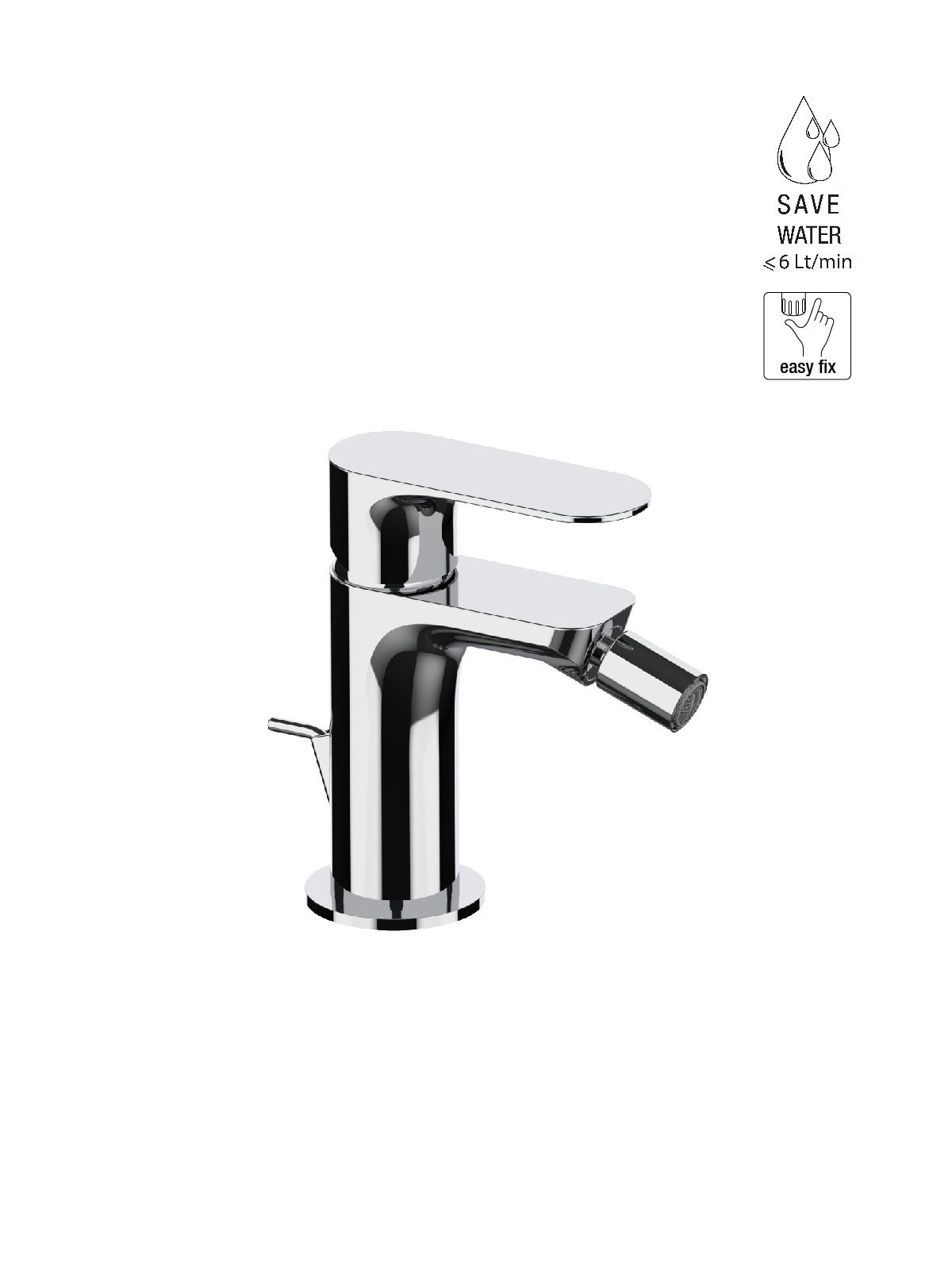 Monocomando per bidet con scarico 1-1/4p