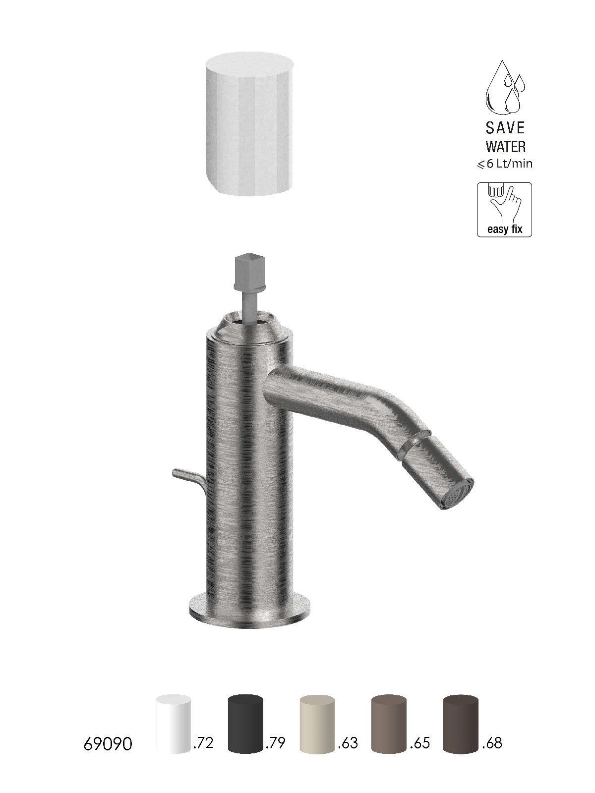 Monocomando per bidet con scarico 1-1/4p
