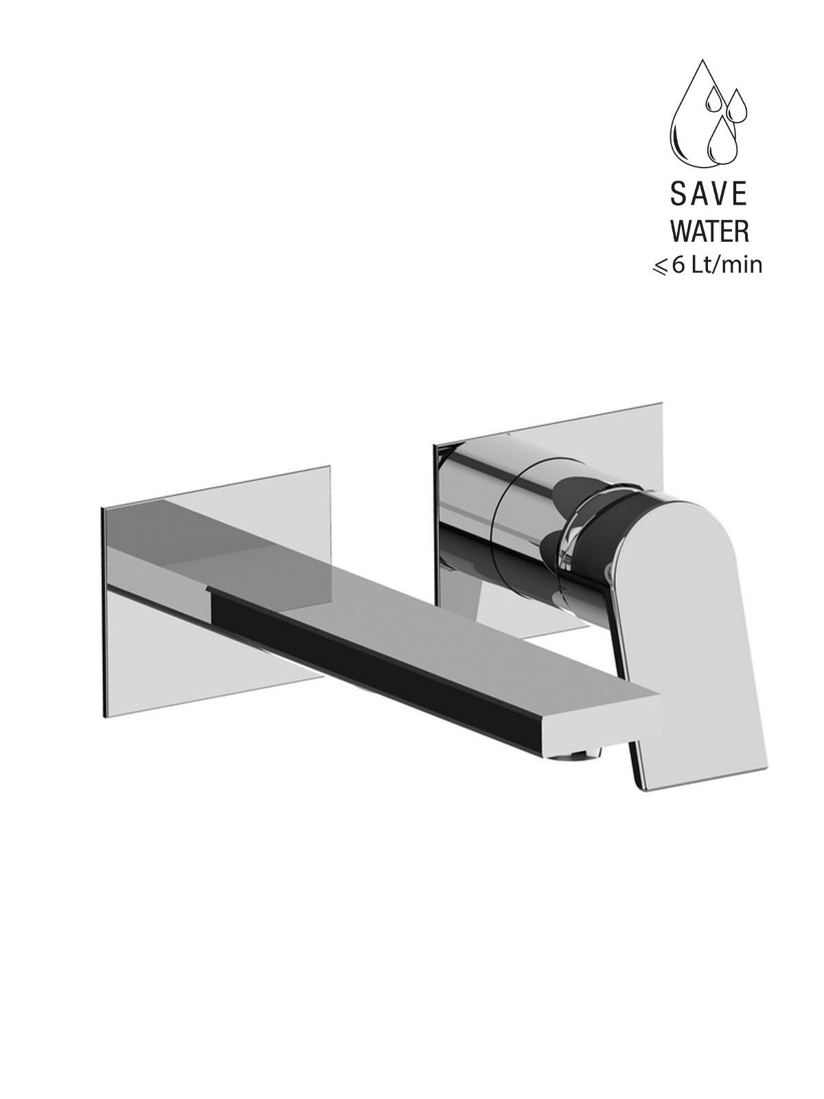 Parte esterna visibile batteria lavabo a parete senza scarico