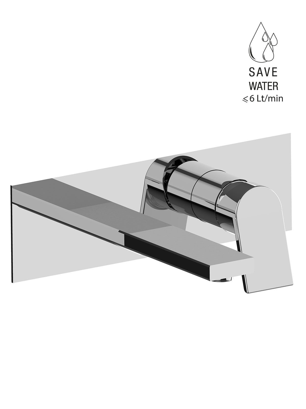 Parte esterna visibile batteria lavabo a parete senza scarico