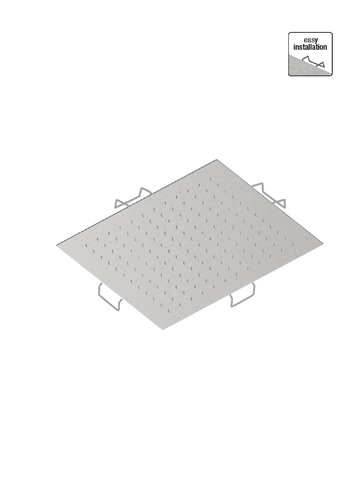 Soffione anticalcareo in acciaio inox da incasso a soffitto 34x3