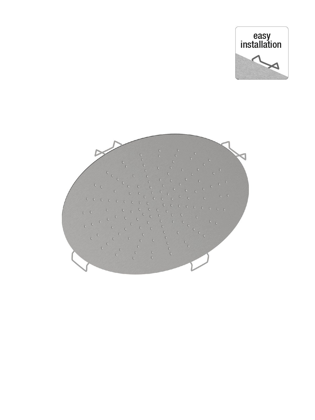 Soffione anticalcareo in acciaio inox da incasso a soffitto Ø34
