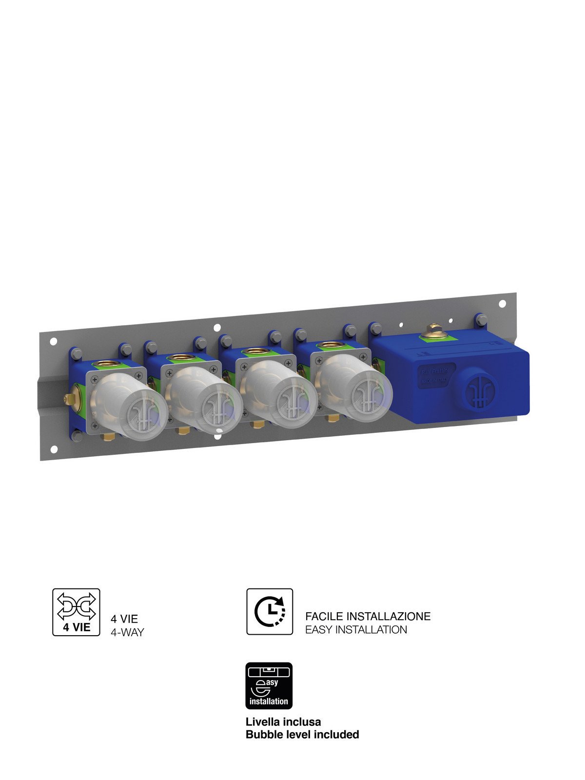Corpo incasso termostatico 4 vie